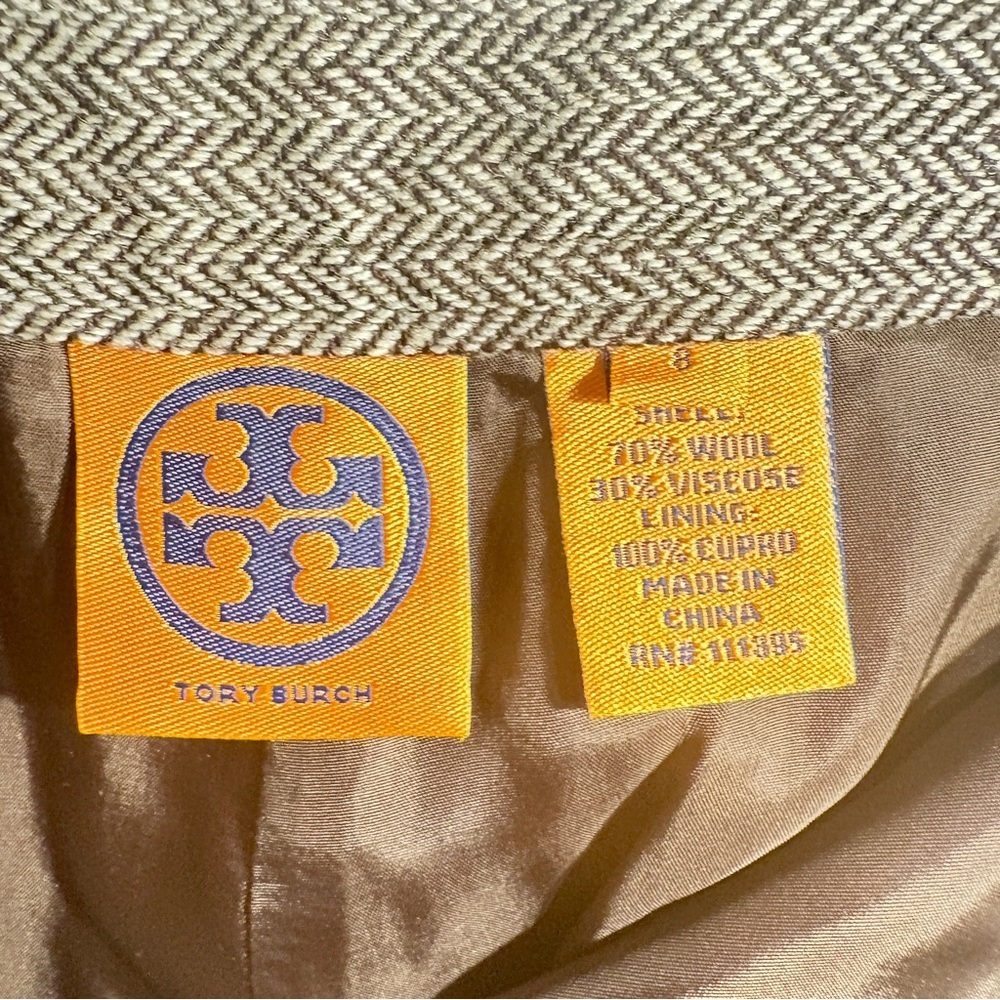 Tory Burch Wool Blend Wide Leg Herringbone Pattern Pants Size 8 - Picture 5 of 9